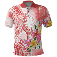 Polynesian Women's Day Wahine Polo Shirt Plumeria Marble Glaze - Pink LT7 Pink - Polynesian Pride