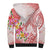 Polynesian Women's Day Wahine Sherpa Hoodie Plumeria Marble Glaze - Pink LT7 - Polynesian Pride
