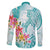Polynesian Women's Day Wahine Family Matching Summer Maxi Dress and Hawaiian Shirt Plumeria Marble Glaze - Teal LT7 - Polynesian Pride