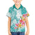 Polynesian Women's Day Wahine Family Matching Summer Maxi Dress and Hawaiian Shirt Plumeria Marble Glaze - Teal LT7 Son's Shirt Teal - Polynesian Pride