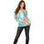 Polynesian Women's Day Wahine Off Shoulder Sweater Plumeria Marble Glaze - Teal LT7 - Polynesian Pride