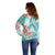 Polynesian Women's Day Wahine Off Shoulder Sweater Plumeria Marble Glaze - Teal LT7 - Polynesian Pride