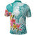 Polynesian Women's Day Wahine Polo Shirt Plumeria Marble Glaze - Teal LT7 - Polynesian Pride
