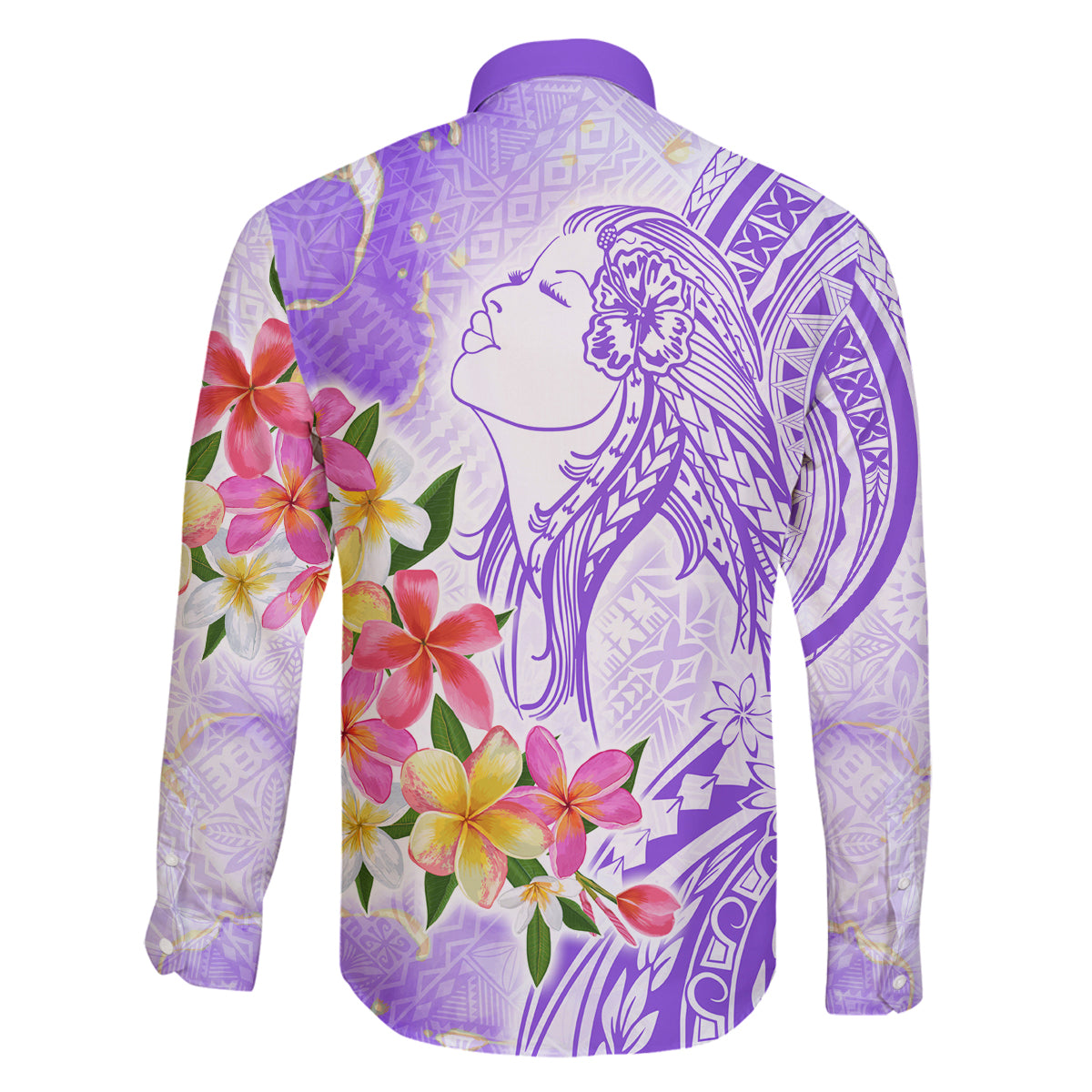 Polynesian Women's Day Wahine Family Matching Long Sleeve Bodycon Dress and Hawaiian Shirt Plumeria Marble Glaze - Purple LT7 - Polynesian Pride