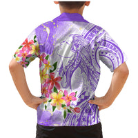 Polynesian Women's Day Wahine Family Matching Mermaid Dress and Hawaiian Shirt Plumeria Marble Glaze - Purple LT7 - Polynesian Pride