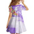 Polynesian Women's Day Wahine Kid Short Sleeve Dress Plumeria Marble Glaze - Purple LT7 - Polynesian Pride