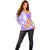 Polynesian Women's Day Wahine Off Shoulder Sweater Plumeria Marble Glaze - Purple LT7 - Polynesian Pride
