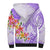 Polynesian Women's Day Wahine Sherpa Hoodie Plumeria Marble Glaze - Purple LT7 - Polynesian Pride