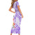 Polynesian Women's Day Wahine Short Sleeve Bodycon Dress Plumeria Marble Glaze - Purple LT7 - Polynesian Pride
