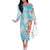 Polynesian Women's Day Wahine Family Matching Off Shoulder Long Sleeve Dress and Hawaiian Shirt Plumeria Marble Glaze - Turquoise LT7 Mom's Dress Turquoise - Polynesian Pride