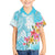 Polynesian Women's Day Wahine Family Matching Off Shoulder Long Sleeve Dress and Hawaiian Shirt Plumeria Marble Glaze - Turquoise LT7 Son's Shirt Turquoise - Polynesian Pride