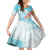 Polynesian Women's Day Wahine Kid Short Sleeve Dress Plumeria Marble Glaze - Turquoise LT7 KID Turquoise - Polynesian Pride