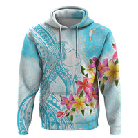 Polynesian Women's Day Wahine Zip Hoodie Plumeria Marble Glaze - Turquoise LT7 Pullover Hoodie Turquoise - Polynesian Pride