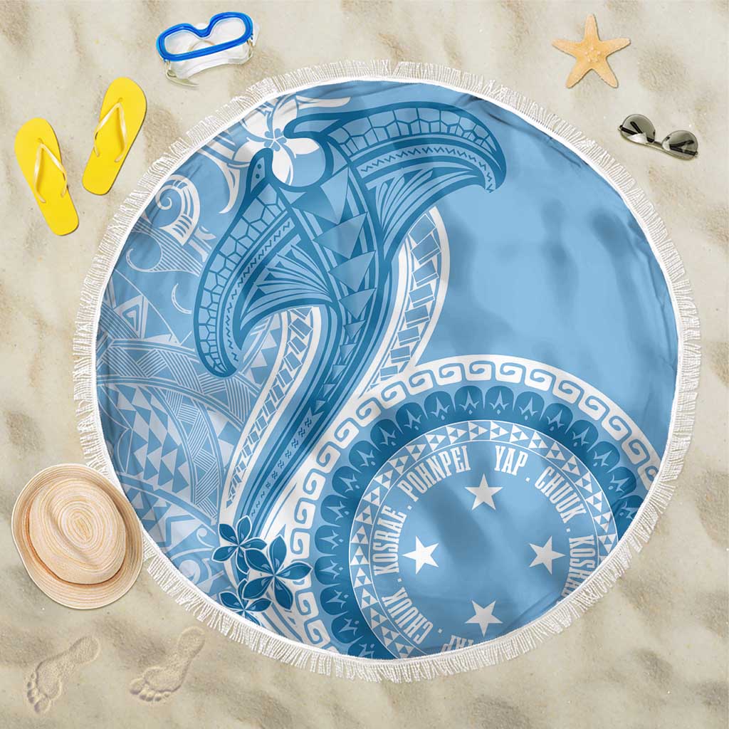 Micronesia FSM Beach Blanket Shark and Manta Classic Style LT7 One Size 150cm Turquoise - Polynesian Pride