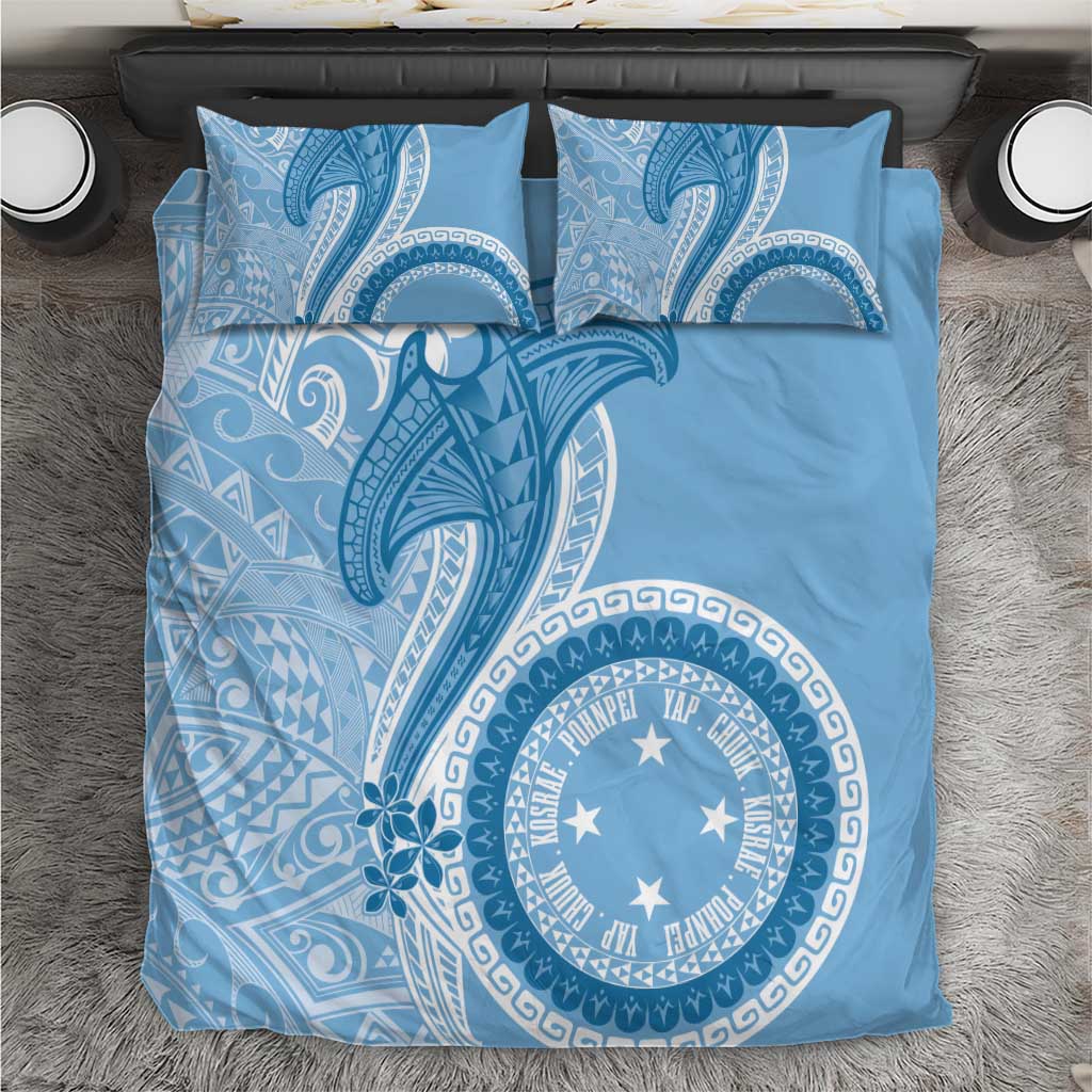 Micronesia FSM Bedding Set Shark and Manta Classic Style LT7 Turquoise - Polynesian Pride