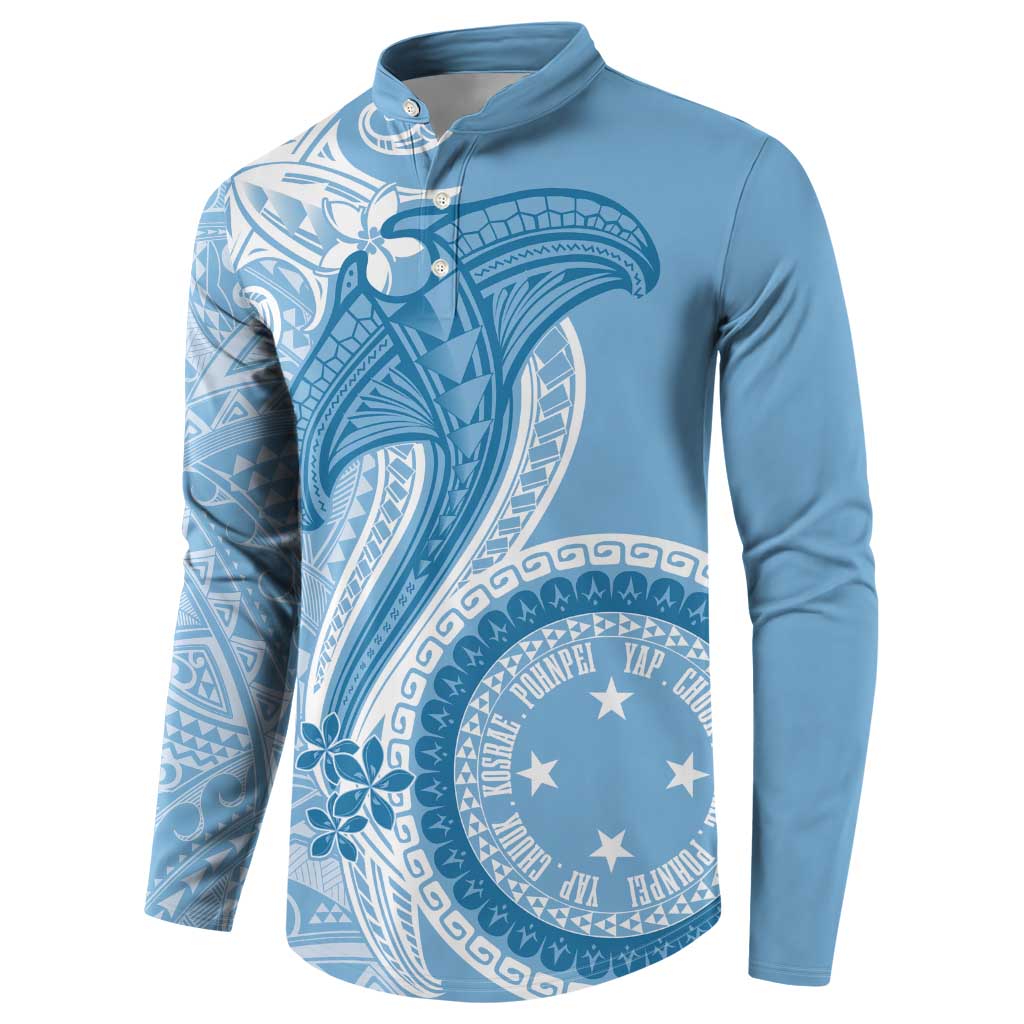Micronesia FSM Button Sweatshirt Shark and Manta Classic Style