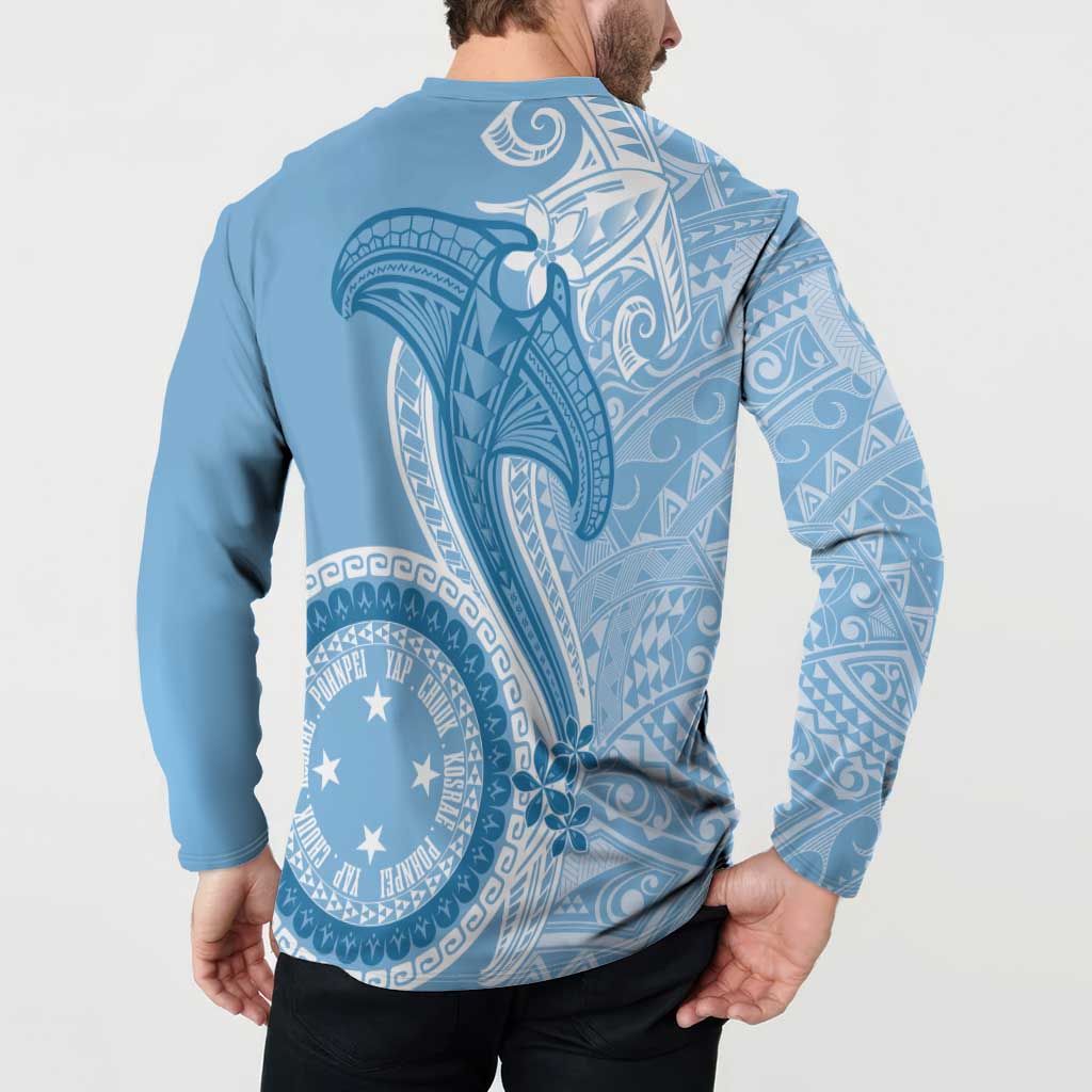 Micronesia FSM Button Sweatshirt Shark and Manta Classic Style
