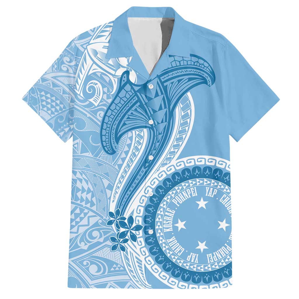 Micronesia FSM Hawaiian Shirt Shark and Manta Classic Style LT7 Turquoise - Polynesian Pride