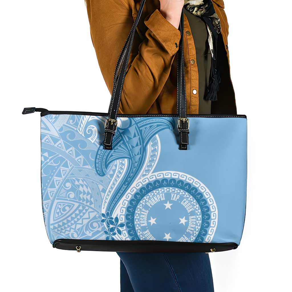 Micronesia FSM Leather Tote Bag Shark and Manta Classic Style