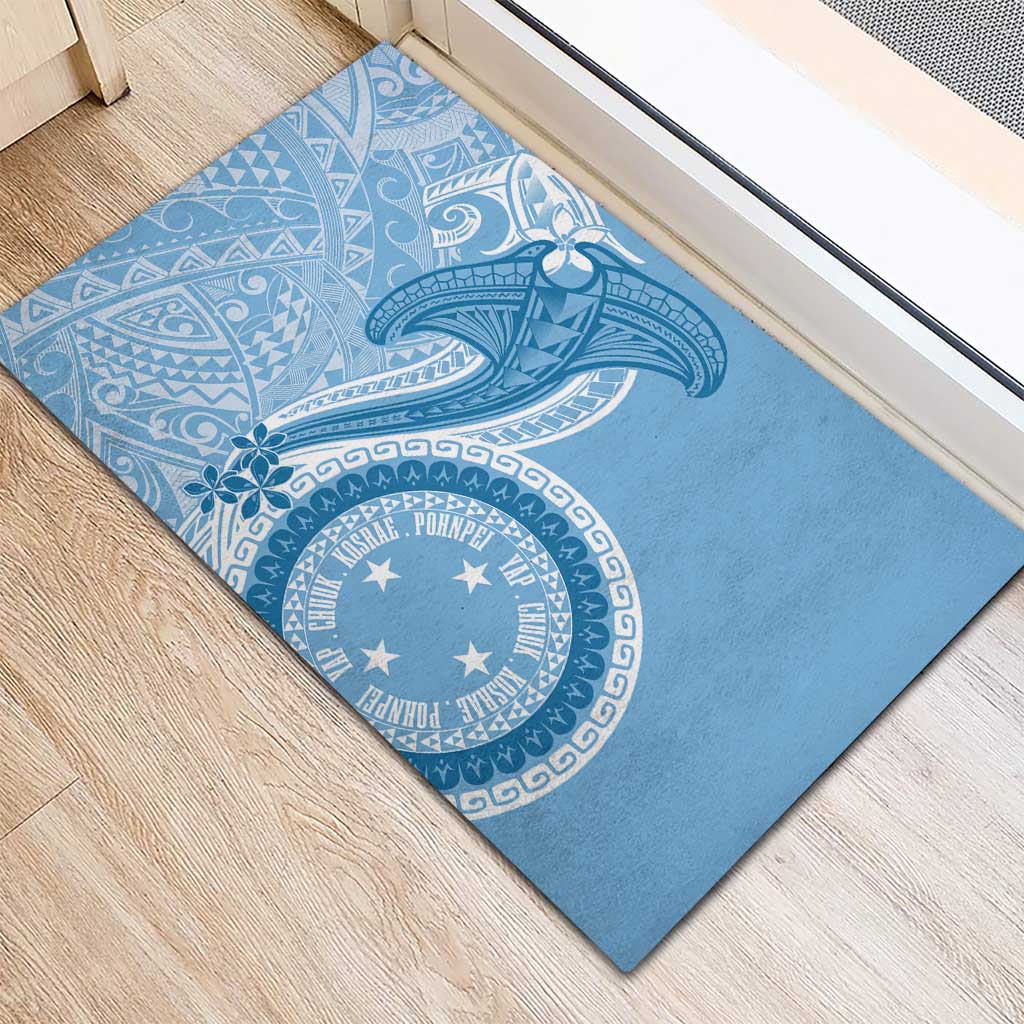 Micronesia FSM Rubber Doormat Shark and Manta Classic Style