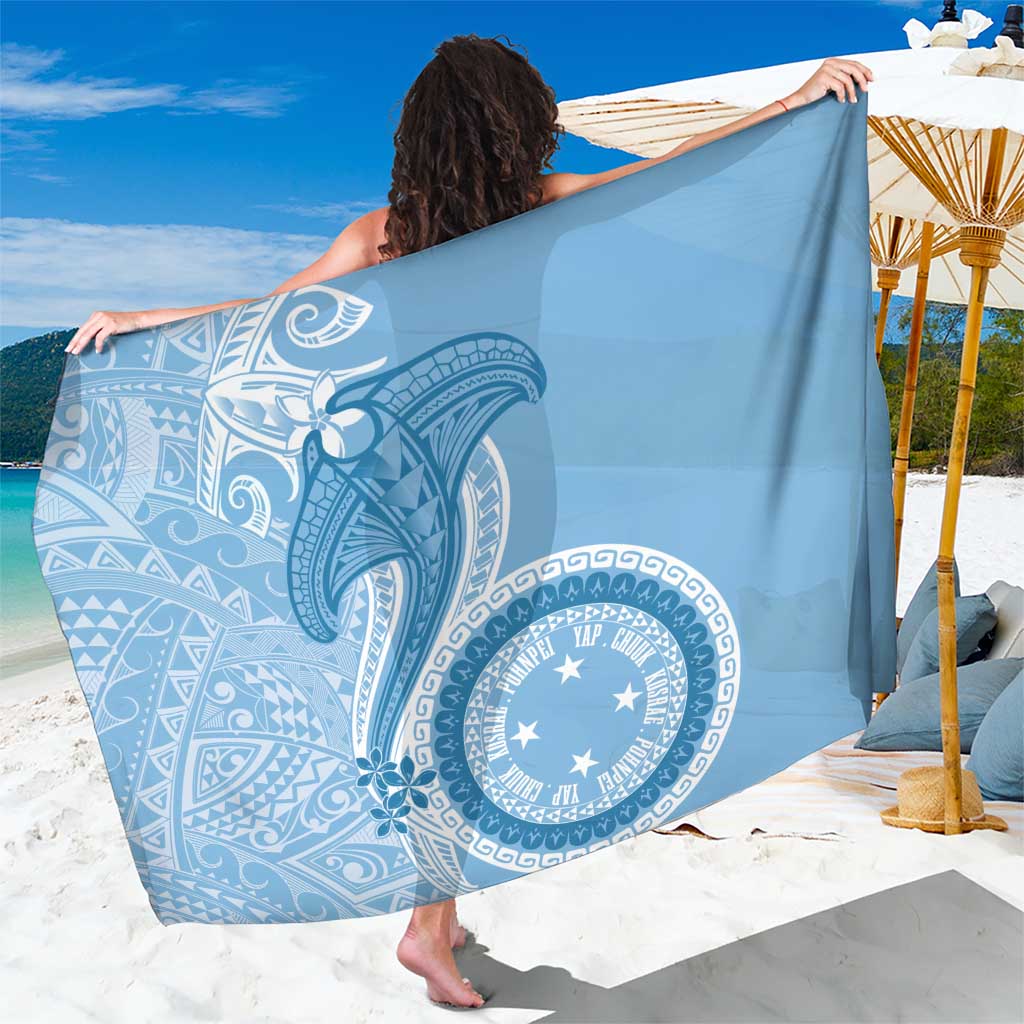 Micronesia FSM Sarong Shark and Manta Classic Style LT7 One Size 44 x 66 inches Turquoise - Polynesian Pride