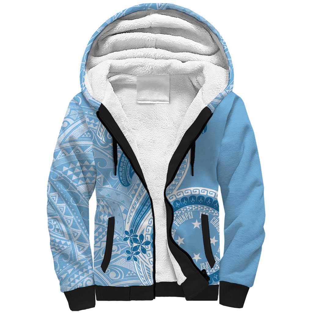 Micronesia FSM Sherpa Hoodie Shark and Manta Classic Style LT7 Unisex Turquoise - Polynesian Pride