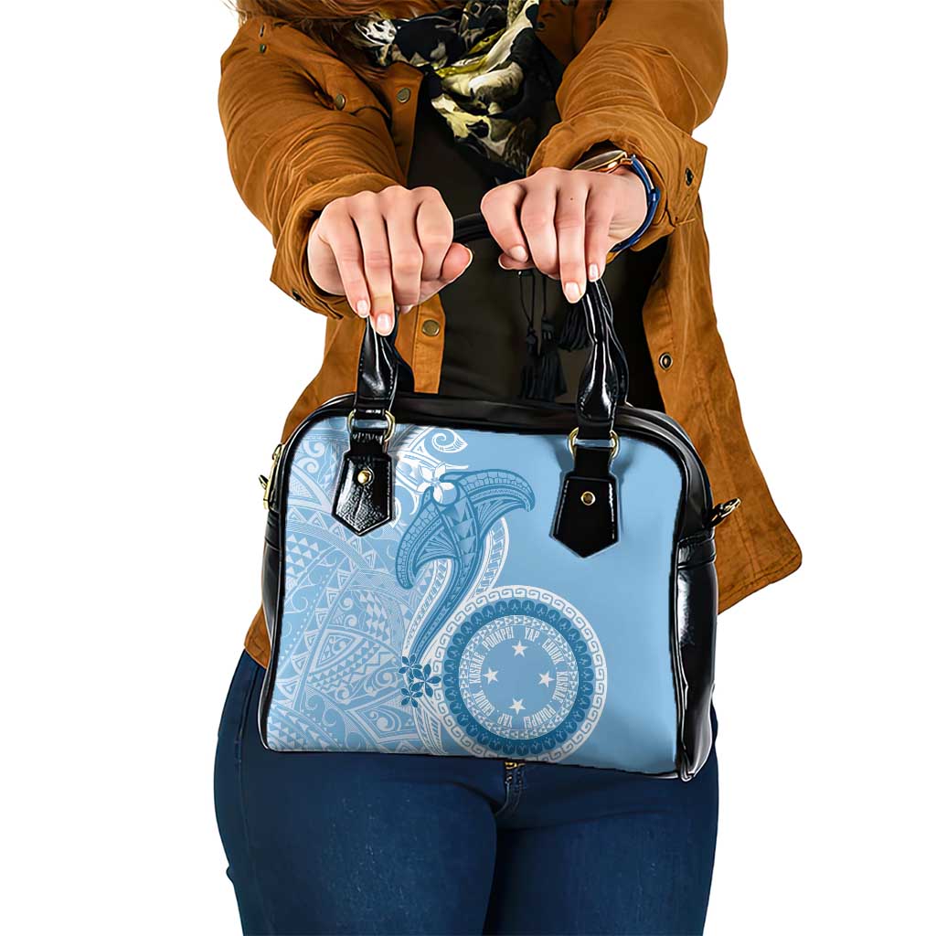 Micronesia FSM Shoulder Handbag Shark and Manta Classic Style LT7 One Size Turquoise - Polynesian Pride