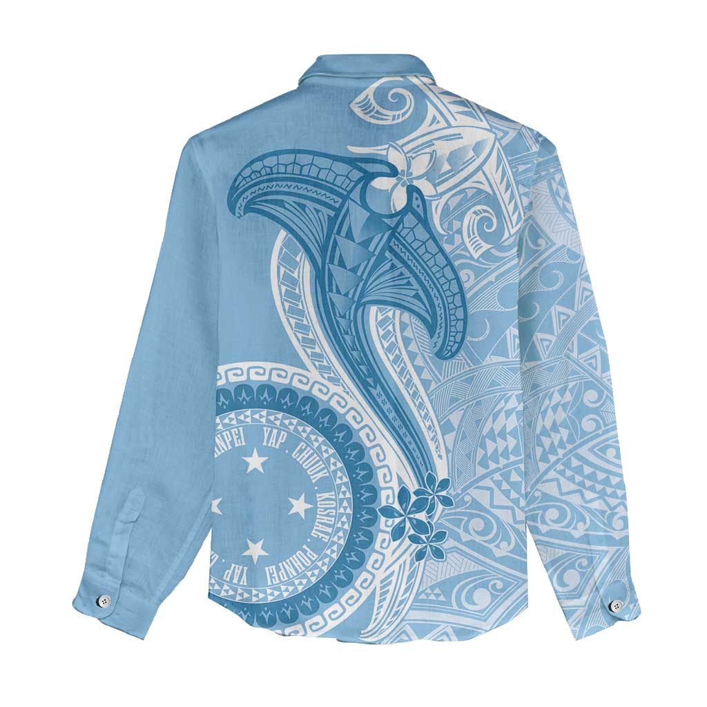 Micronesia FSM Women Casual Shirt Shark and Manta Classic Style