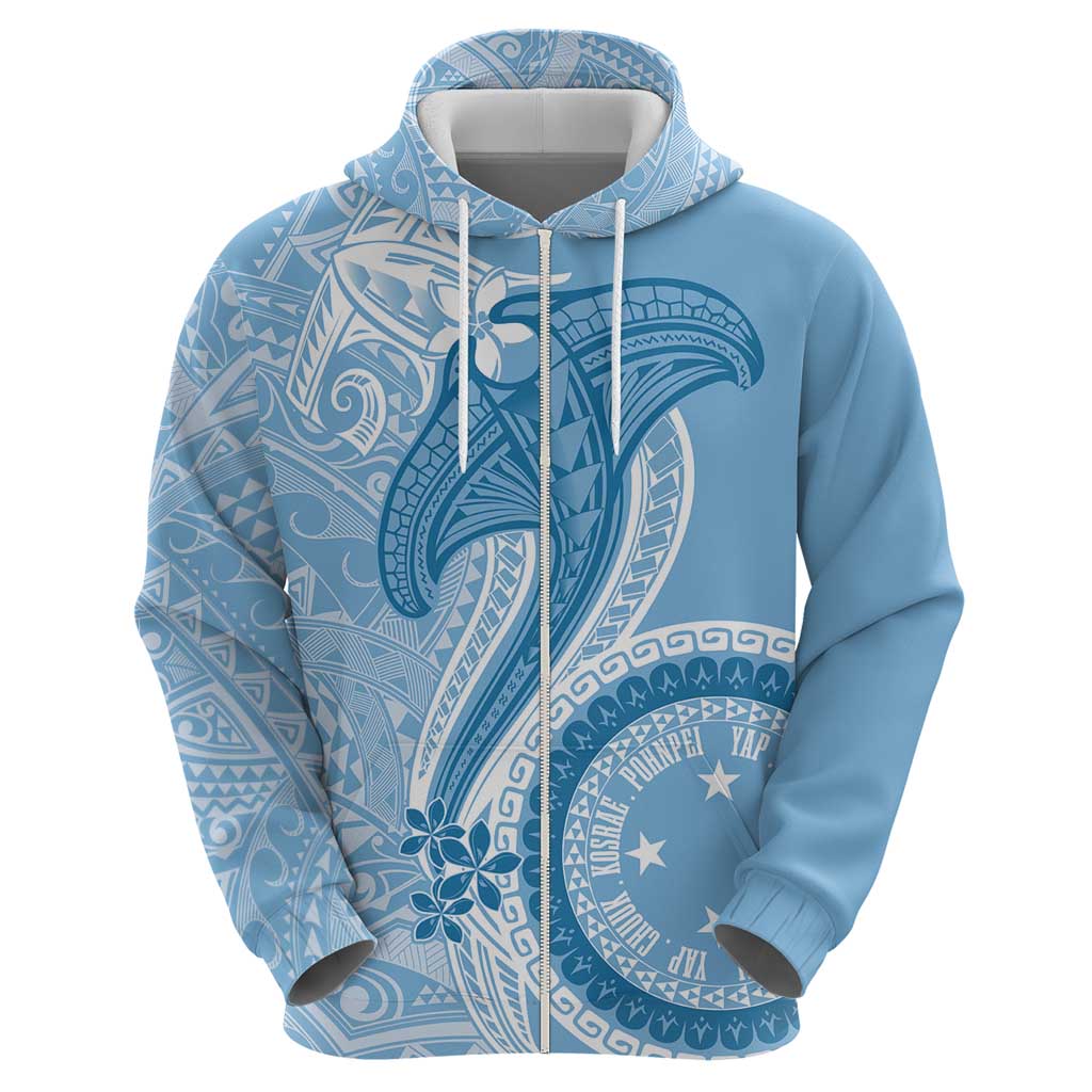 Micronesia FSM Zip Hoodie Shark and Manta Classic Style