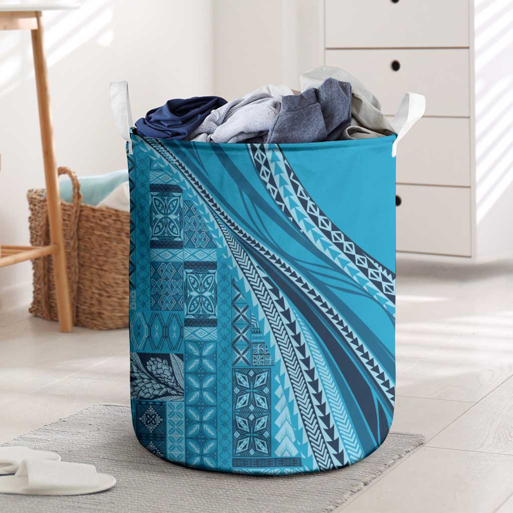 Pasifika Women's Day - Samoa Siapo Malu Tattoo Inspired Laundry Basket Turquoise LT7 Turquoise - Polynesian Pride