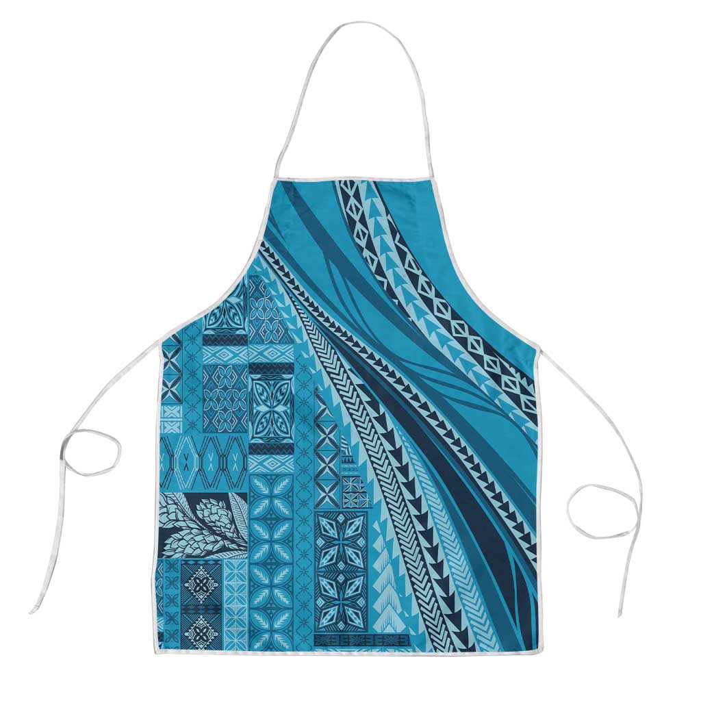 Pasifika Women's Day - Samoa Siapo Malu Tattoo Inspired Apron Turquoise LT7 Turquoise - Polynesian Pride