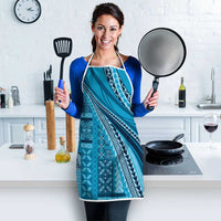 Pasifika Women's Day - Samoa Siapo Malu Tattoo Inspired Apron Turquoise LT7 - Polynesian Pride