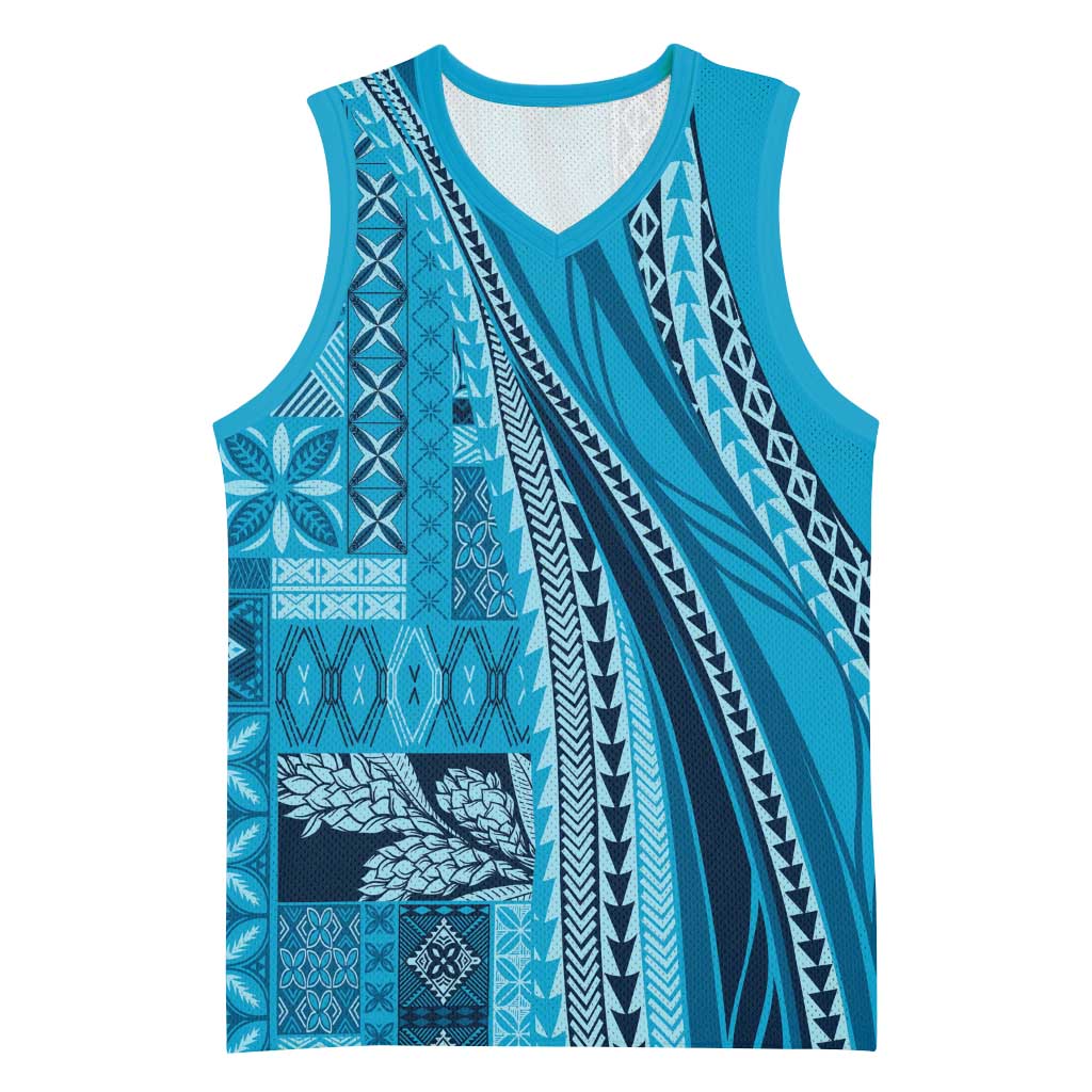 Pasifika Women's Day - Samoa Siapo Malu Tattoo Inspired Basketball Jersey Turquoise LT7 Unisex Turquoise - Polynesian Pride