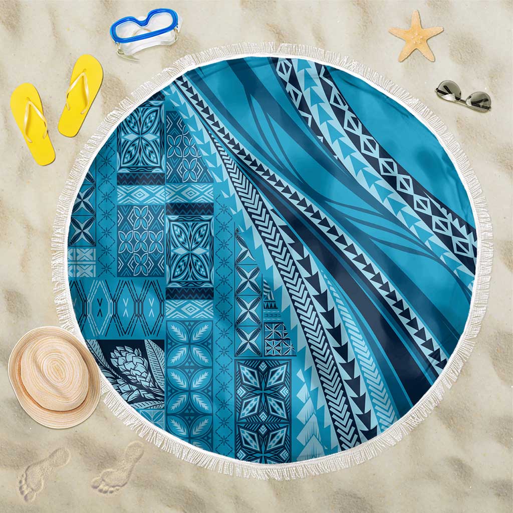 Pasifika Women's Day - Samoa Siapo Malu Tattoo Inspired Beach Blanket Turquoise