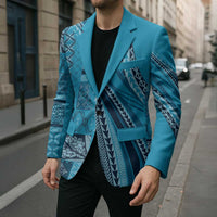 Pasifika Women's Day - Samoa Siapo Malu Tattoo Inspired Blazer Turquoise LT7 - Polynesian Pride