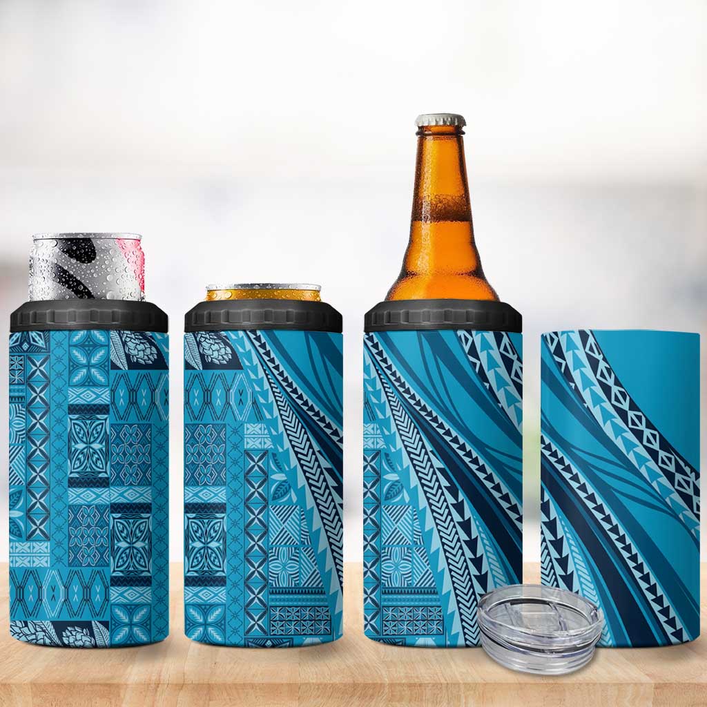 Pasifika Women's Day - Samoa Siapo Malu Tattoo Inspired 4 in 1 Can Cooler Tumbler Turquoise