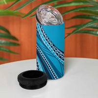 Pasifika Women's Day - Samoa Siapo Malu Tattoo Inspired 4 in 1 Can Cooler Tumbler Turquoise