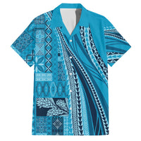 Pasifika Women's Day - Samoa Siapo Malu Tattoo Inspired Family Matching Off The Shoulder Long Sleeve Dress and Hawaiian Shirt Turquoise