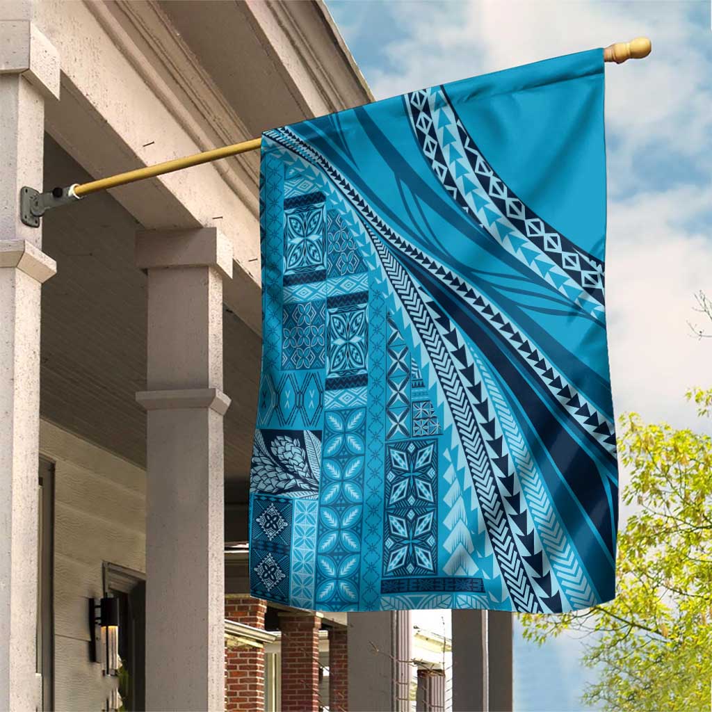 Pasifika Women's Day - Samoa Siapo Malu Tattoo Inspired Garden Flag Turquoise