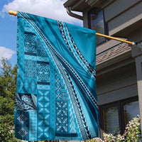 Pasifika Women's Day - Samoa Siapo Malu Tattoo Inspired Garden Flag Turquoise