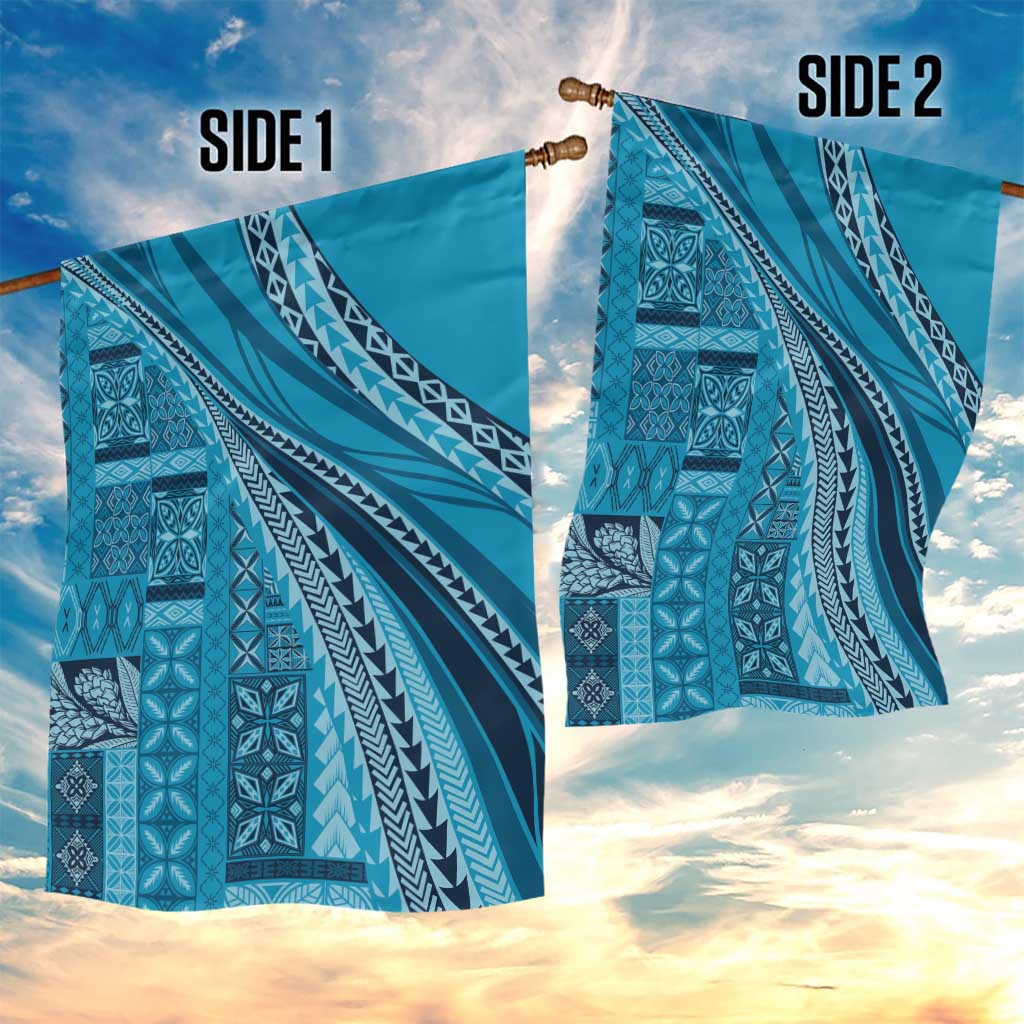Pasifika Women's Day - Samoa Siapo Malu Tattoo Inspired Garden Flag Turquoise