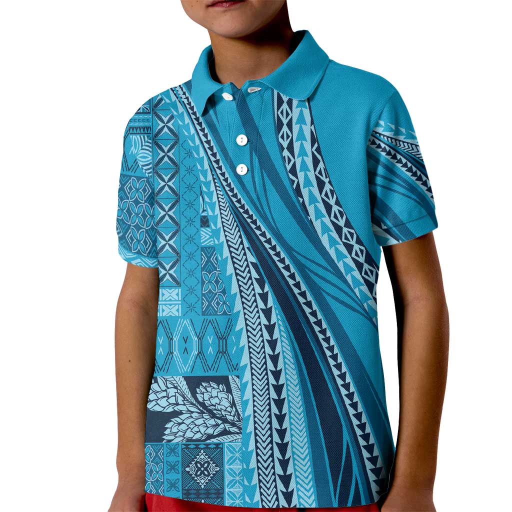 Pasifika Women's Day - Samoa Siapo Malu Tattoo Inspired Kid Polo Shirt Turquoise LT7 Kid Turquoise - Polynesian Pride