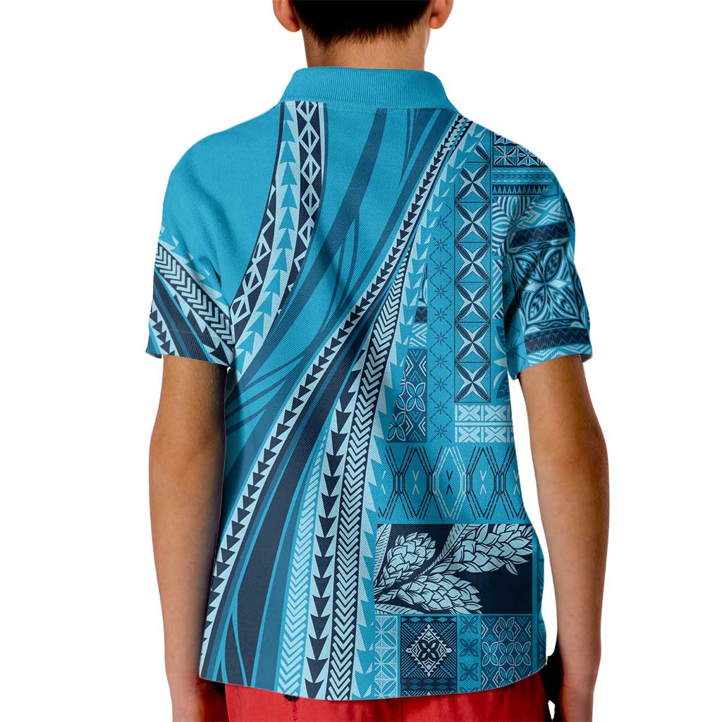 Pasifika Women's Day - Samoa Siapo Malu Tattoo Inspired Kid Polo Shirt Turquoise LT7 - Polynesian Pride