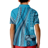 Pasifika Women's Day - Samoa Siapo Malu Tattoo Inspired Kid Polo Shirt Turquoise LT7 - Polynesian Pride
