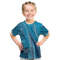 Pasifika Women's Day - Samoa Siapo Malu Tattoo Inspired Kid T Shirt Turquoise
