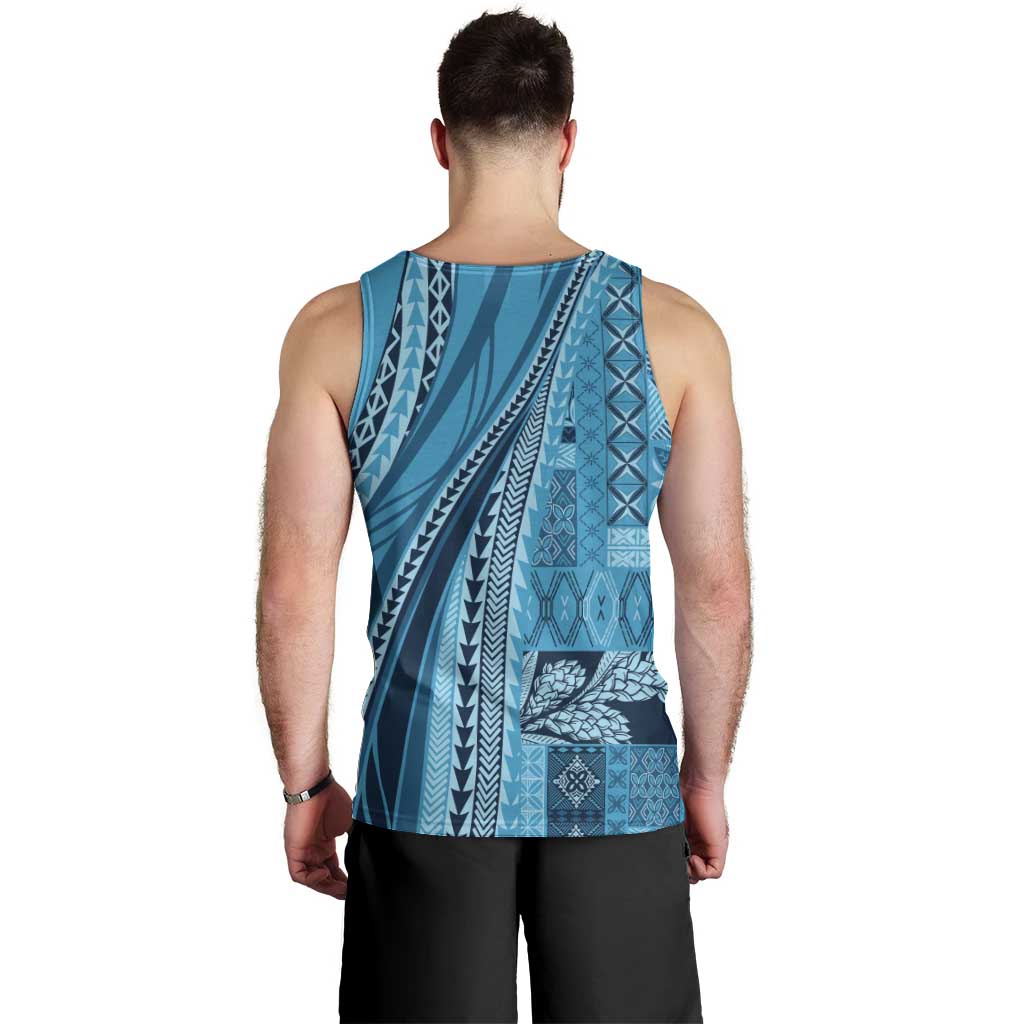 Pasifika Women's Day - Samoa Siapo Malu Tattoo Inspired Men Tank Top Turquoise LT7 - Polynesian Pride