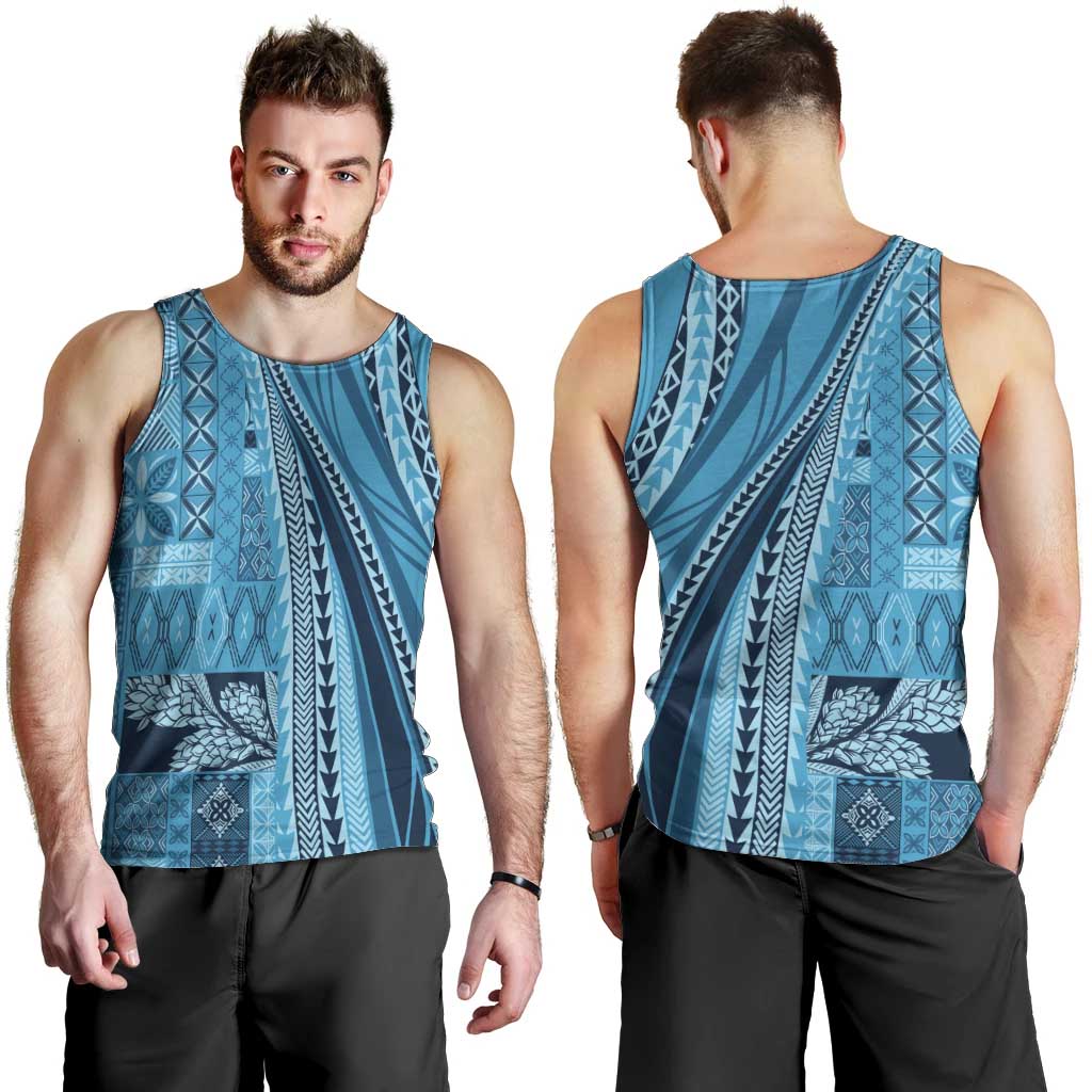 Pasifika Women's Day - Samoa Siapo Malu Tattoo Inspired Men Tank Top Turquoise LT7 - Polynesian Pride