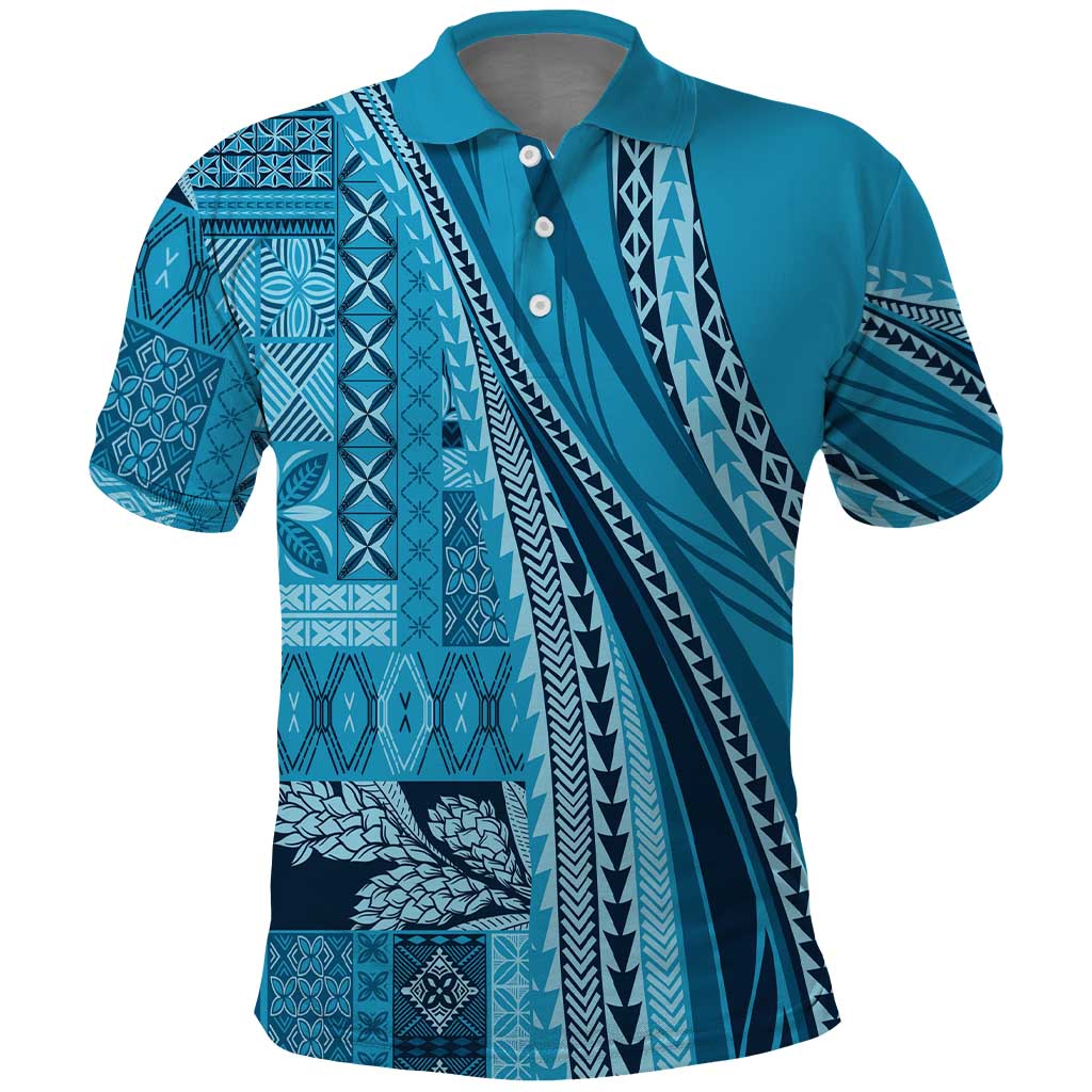 Pasifika Women's Day - Samoa Siapo Malu Tattoo Inspired Polo Shirt Turquoise LT7 Turquoise - Polynesian Pride