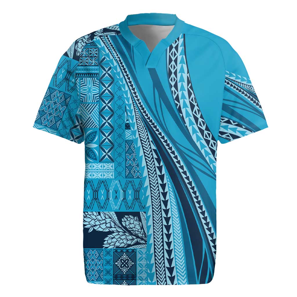 Pasifika Women's Day - Samoa Siapo Malu Tattoo Inspired Rugby Jersey Turquoise LT7 Turquoise - Polynesian Pride
