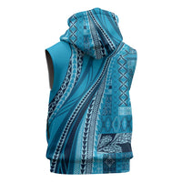 Pasifika Women's Day - Samoa Siapo Malu Tattoo Inspired Sleeveless Zip Hoodie Turquoise